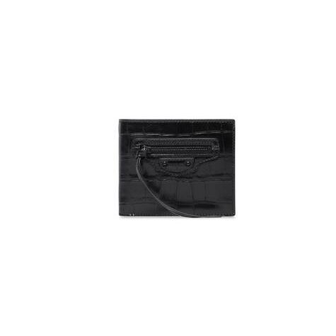 Men's Balenciaga Neo Classic Square Fold Coin Wallets Black | 0896AGPZF