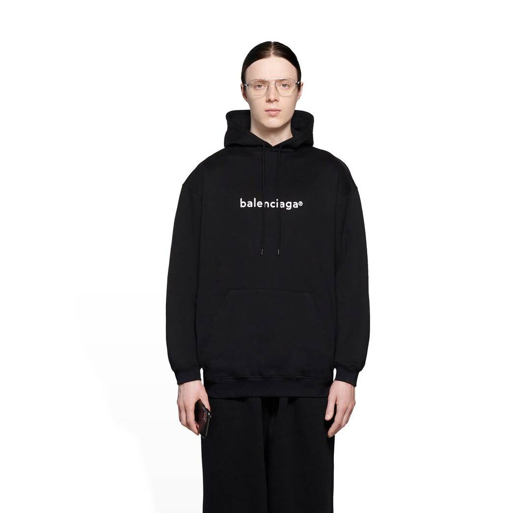 Men's Balenciaga New Copyright Medium Fit Hoodie Black | 2407DXBWV