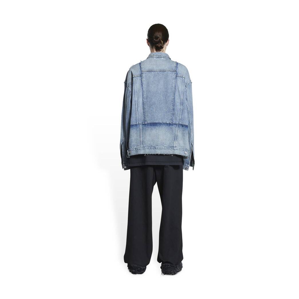 Men's Balenciaga Oversized Cut-up Jackets Blue | 5037JTCSY