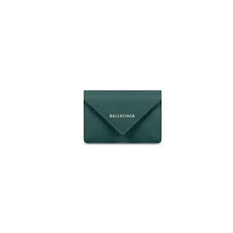 Men's Balenciaga Papier Mini Wallets Green | 4017KALXD