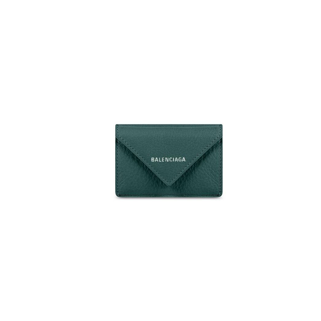 Men\'s Balenciaga Papier Mini Wallets Green | 4017KALXD