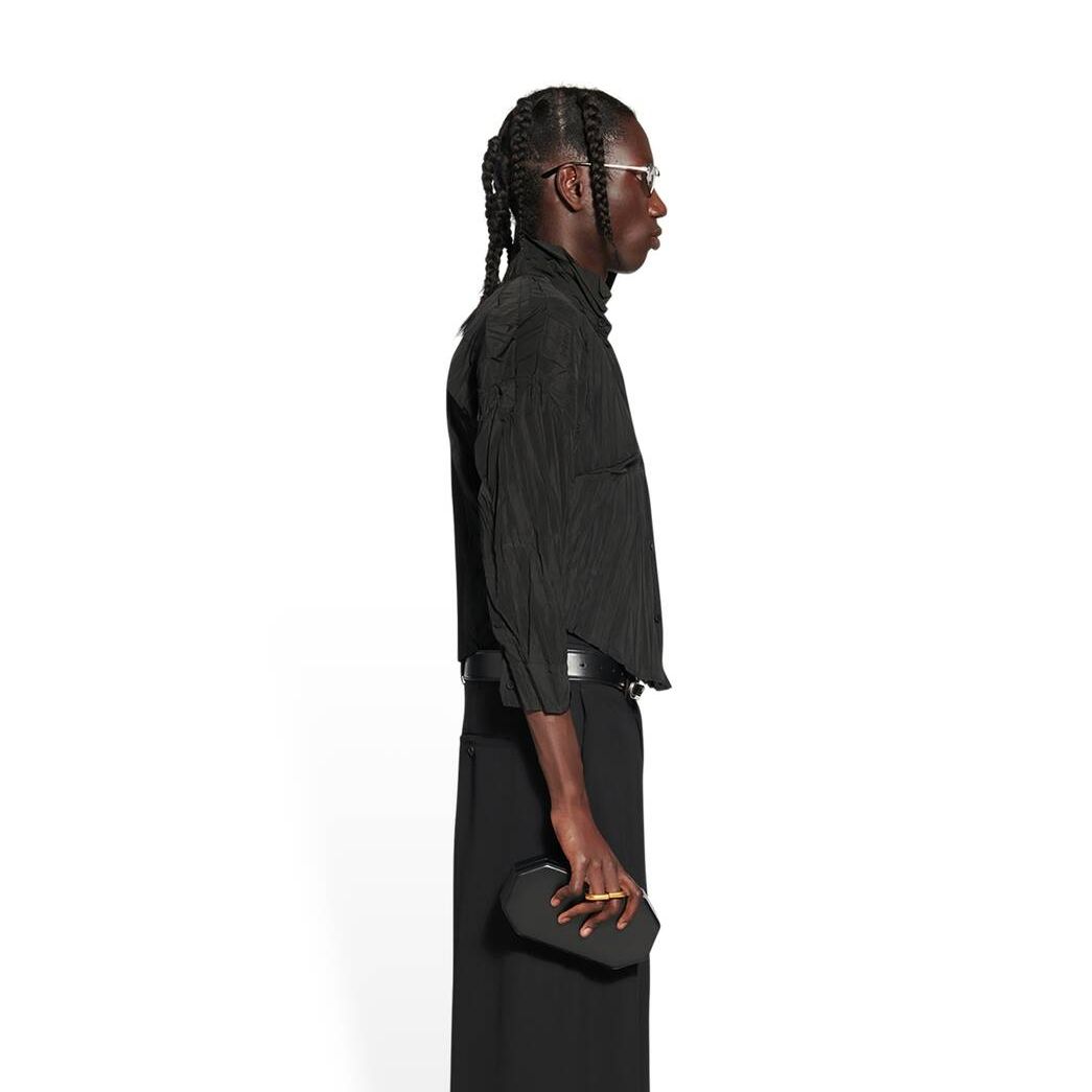 Men's Balenciaga Pleated Shrunk Shirts Black | 5348FEXZS