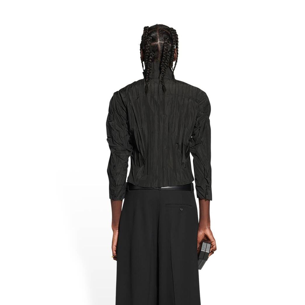 Men's Balenciaga Pleated Shrunk Shirts Black | 5348FEXZS