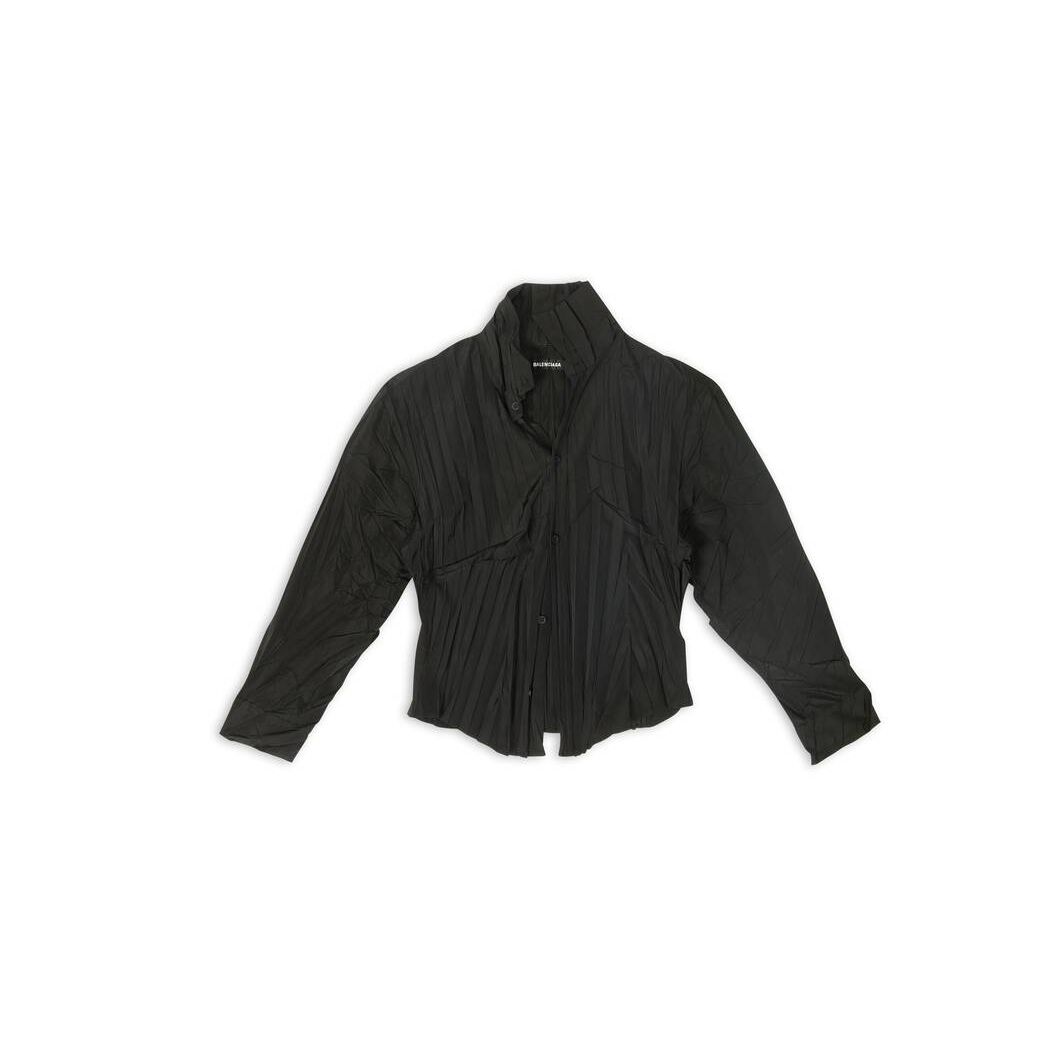 Men's Balenciaga Pleated Shrunk Shirts Black | 5348FEXZS