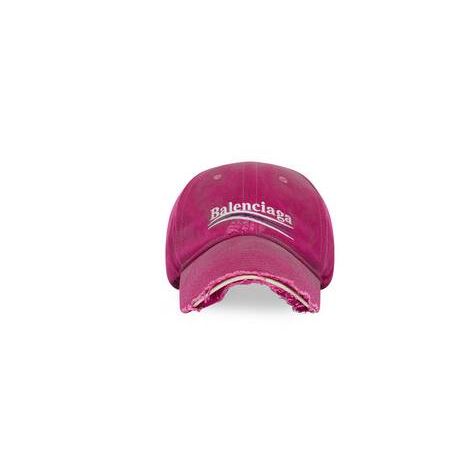 Men's Balenciaga Political Campaign Destroyed Caps Dark Pink | 0815PGKXV