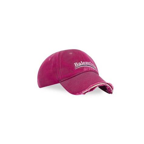 Men's Balenciaga Political Campaign Destroyed Caps Dark Pink | 0815PGKXV