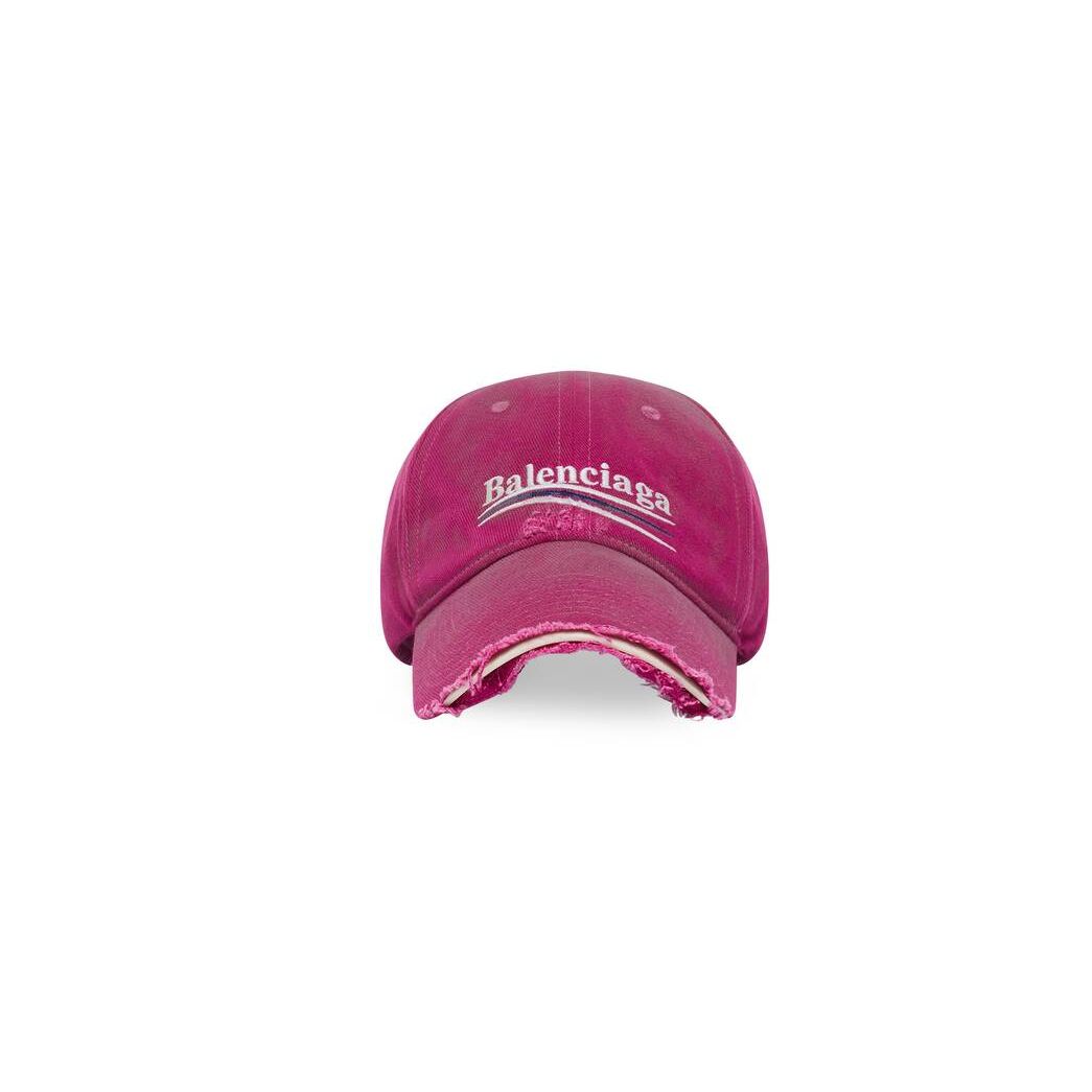 Men\'s Balenciaga Political Campaign Destroyed Caps Dark Pink | 0815PGKXV