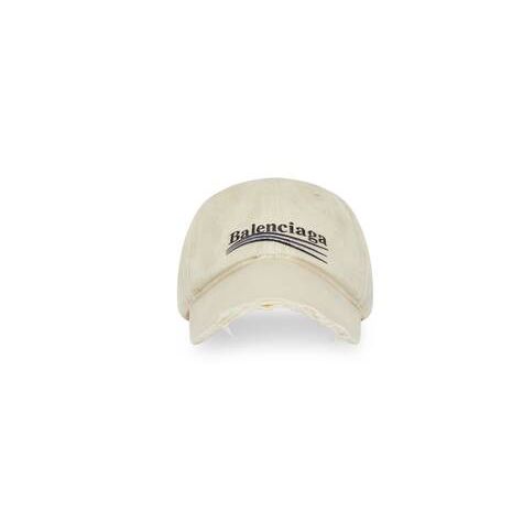 Men's Balenciaga Political Campaign Destroyed Caps Beige | 5820GWHVT