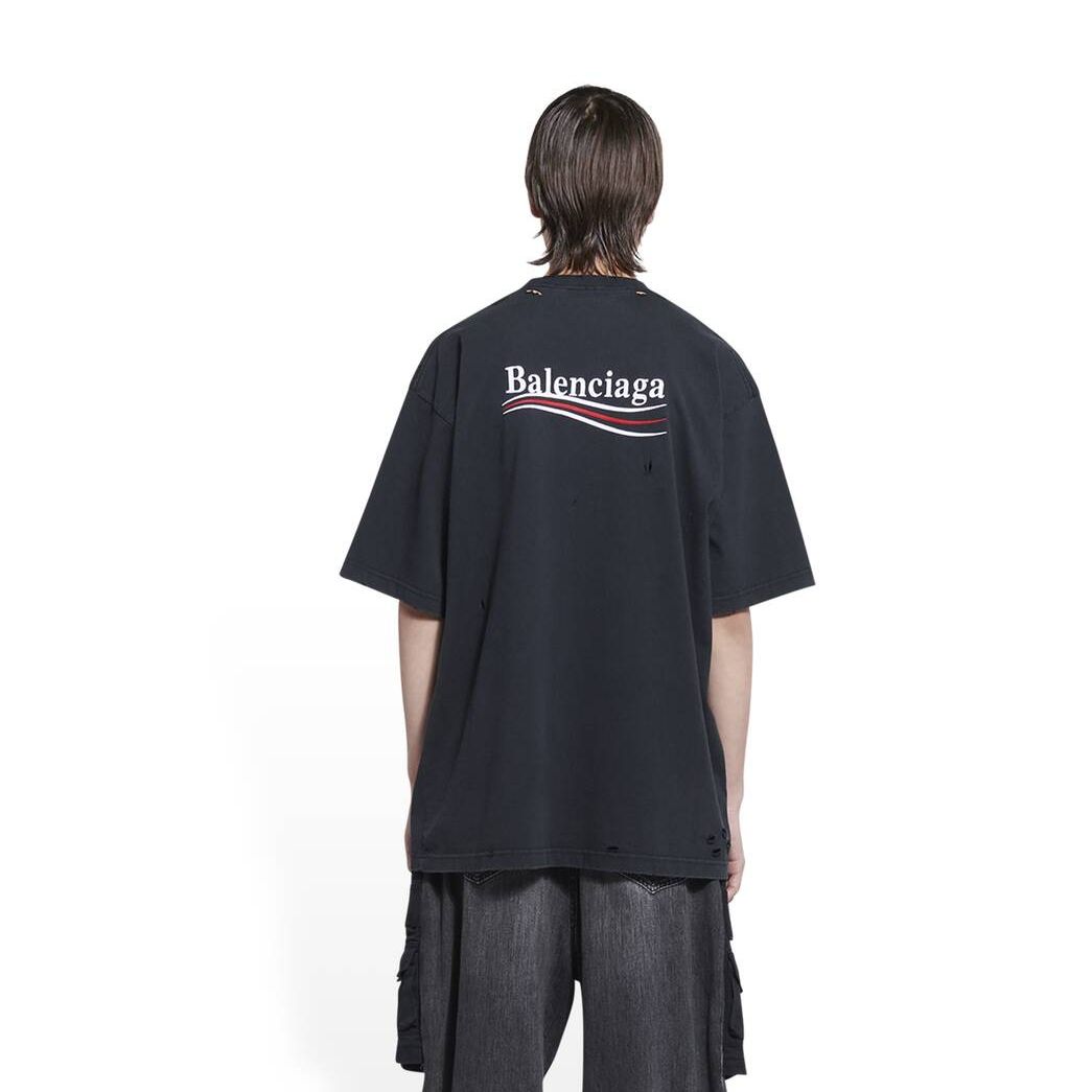 Men's Balenciaga Political Campaign Large Fit T Shirts Black | 2085BSJVF