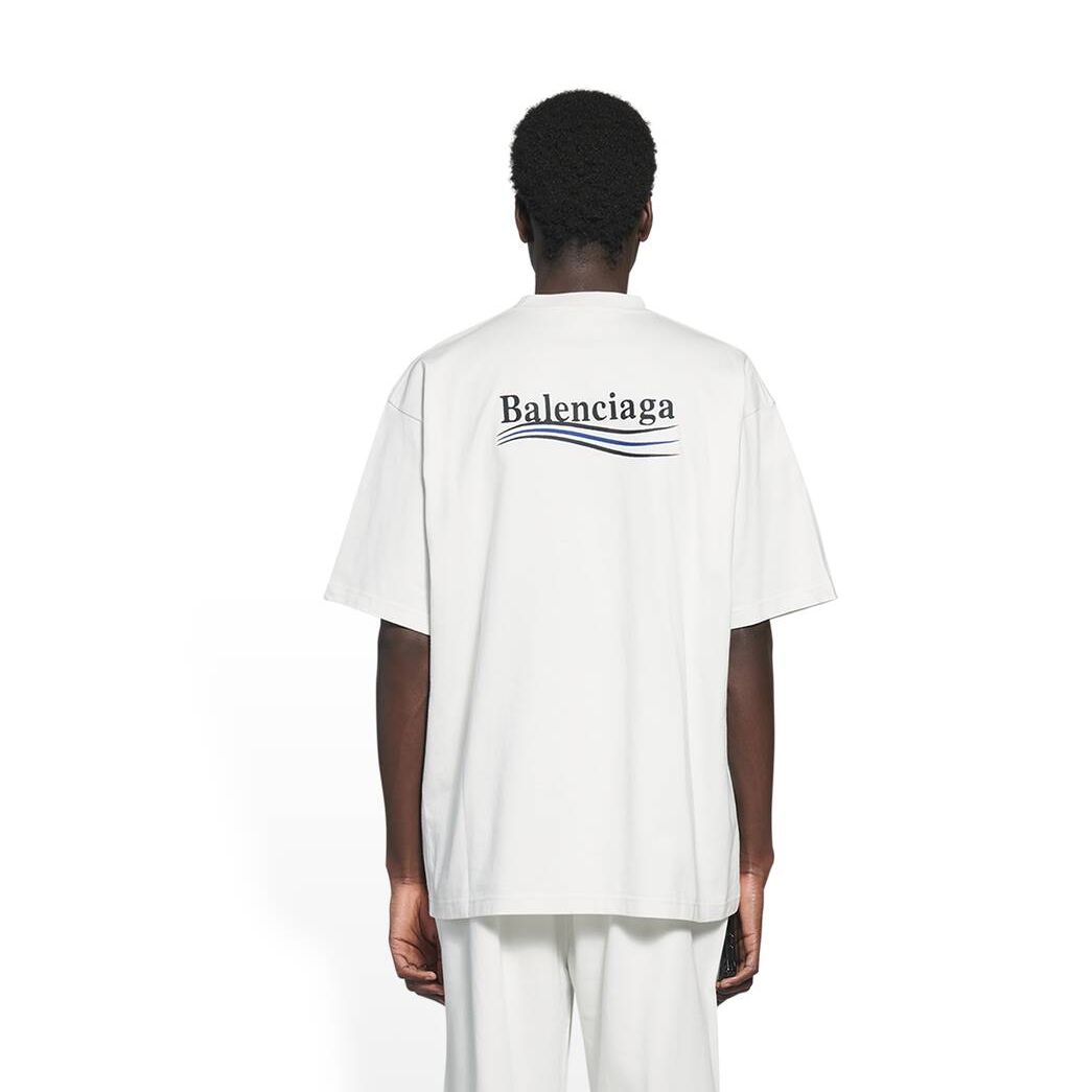 Men's Balenciaga Political Campaign Large Fit T Shirts White | 2693NARPU