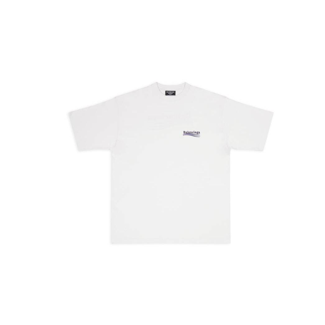 Men's Balenciaga Political Campaign Large Fit T Shirts White | 2693NARPU