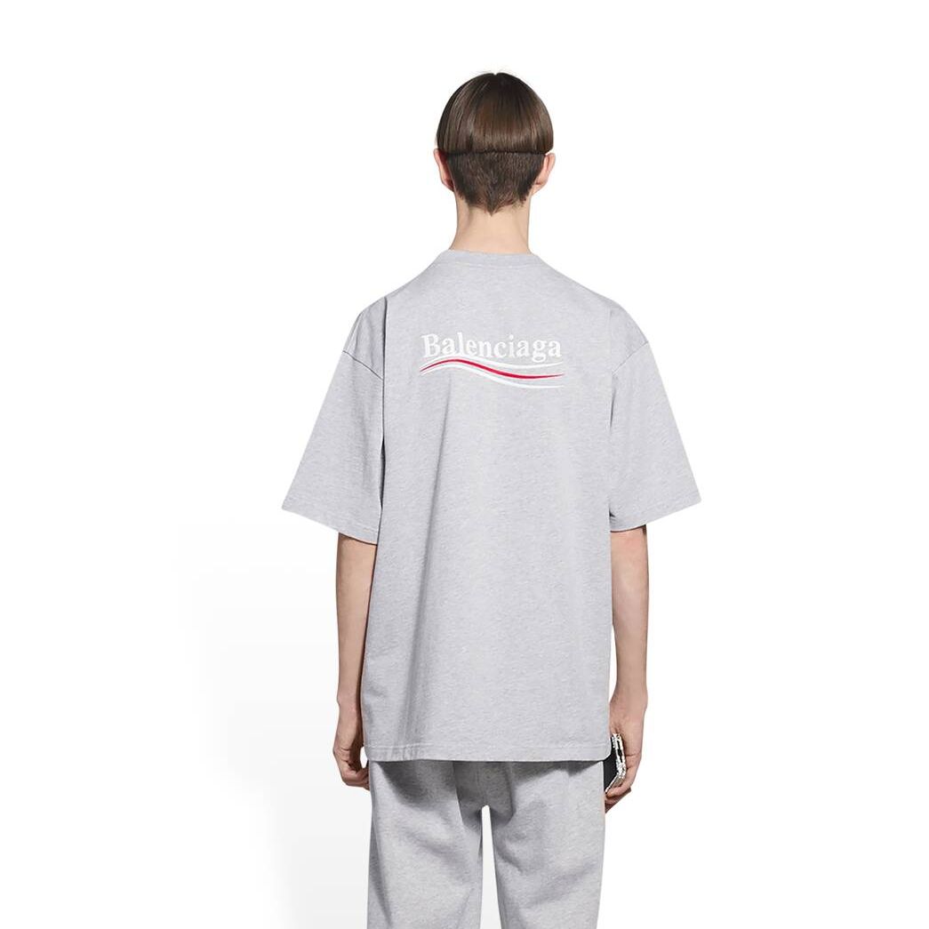 Men's Balenciaga Political Campaign Large Fit T Shirts Grey | 3460CFANI