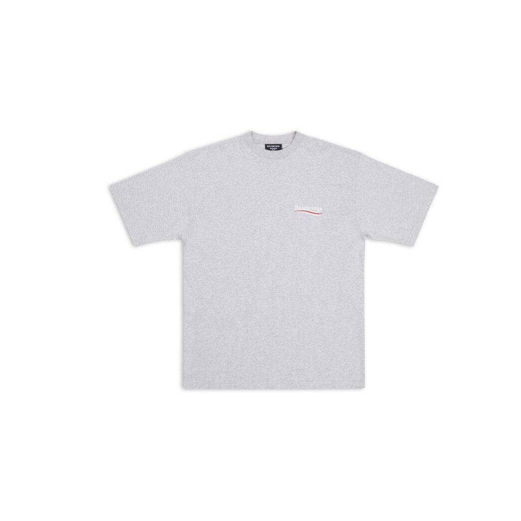 Men's Balenciaga Political Campaign Large Fit T Shirts Grey | 3460CFANI