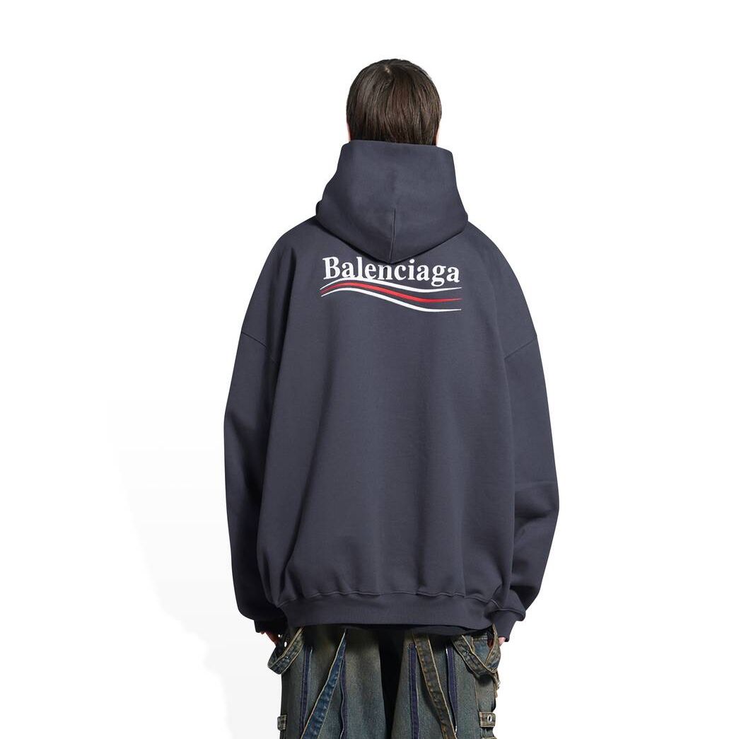 Men's Balenciaga Political Campaign Large Fit Hoodie Grey | 3829YVKDM