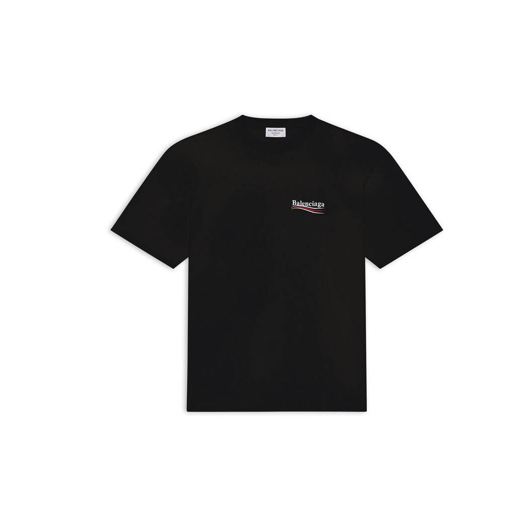 Men's Balenciaga Political Campaign Large Fit T Shirts Black | 6321WPTVM