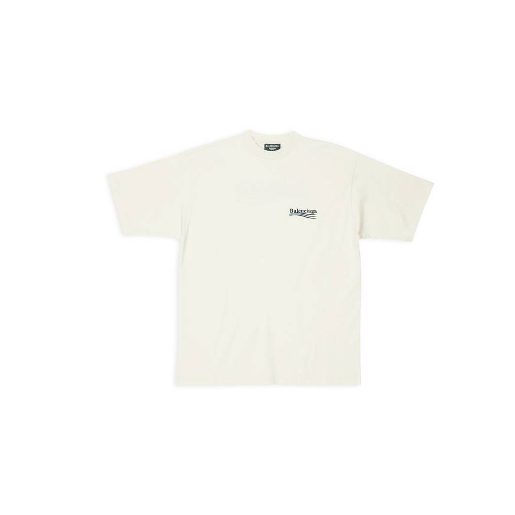 Men's Balenciaga Political Campaign Large Fit Off T Shirts White | 7509FKBVD