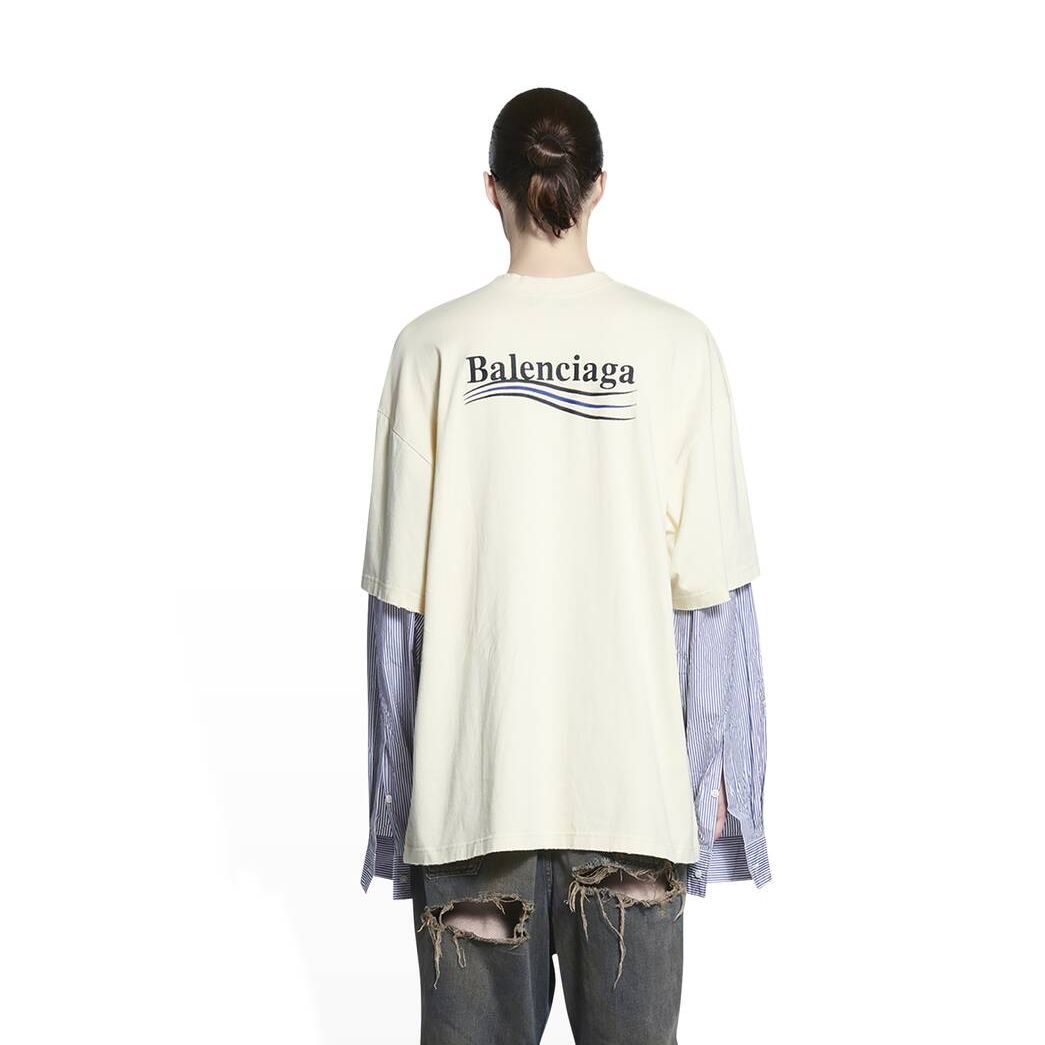 Men's Balenciaga Political Campaign Layered T Shirts Beige | 1360LGPKO