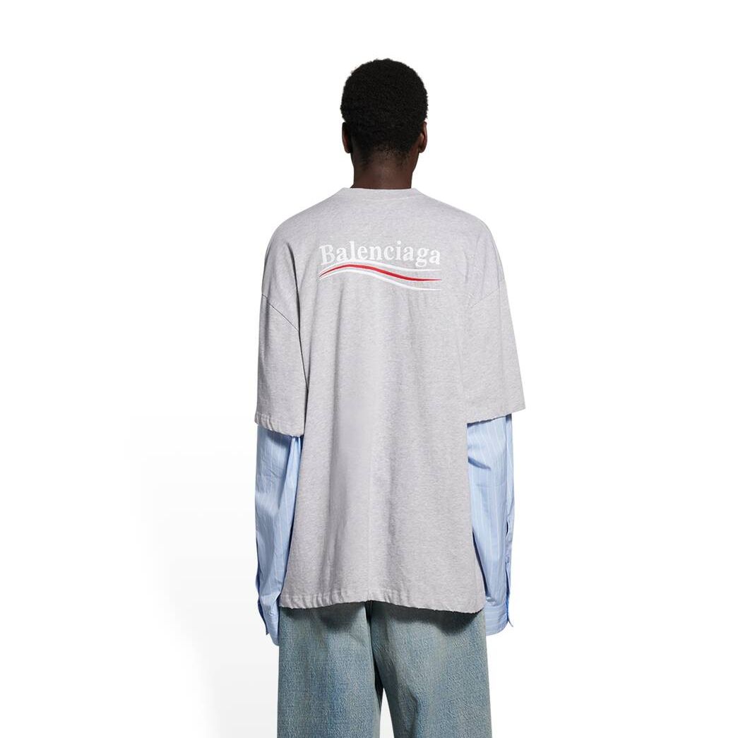 Men's Balenciaga Political Campaign Layered T Shirts Grey | 4793UFSVX