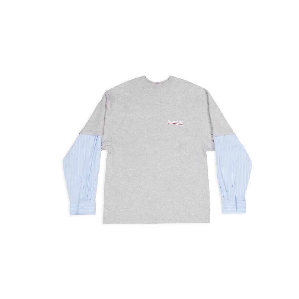 Men's Balenciaga Political Campaign Layered T Shirts Grey | 4793UFSVX