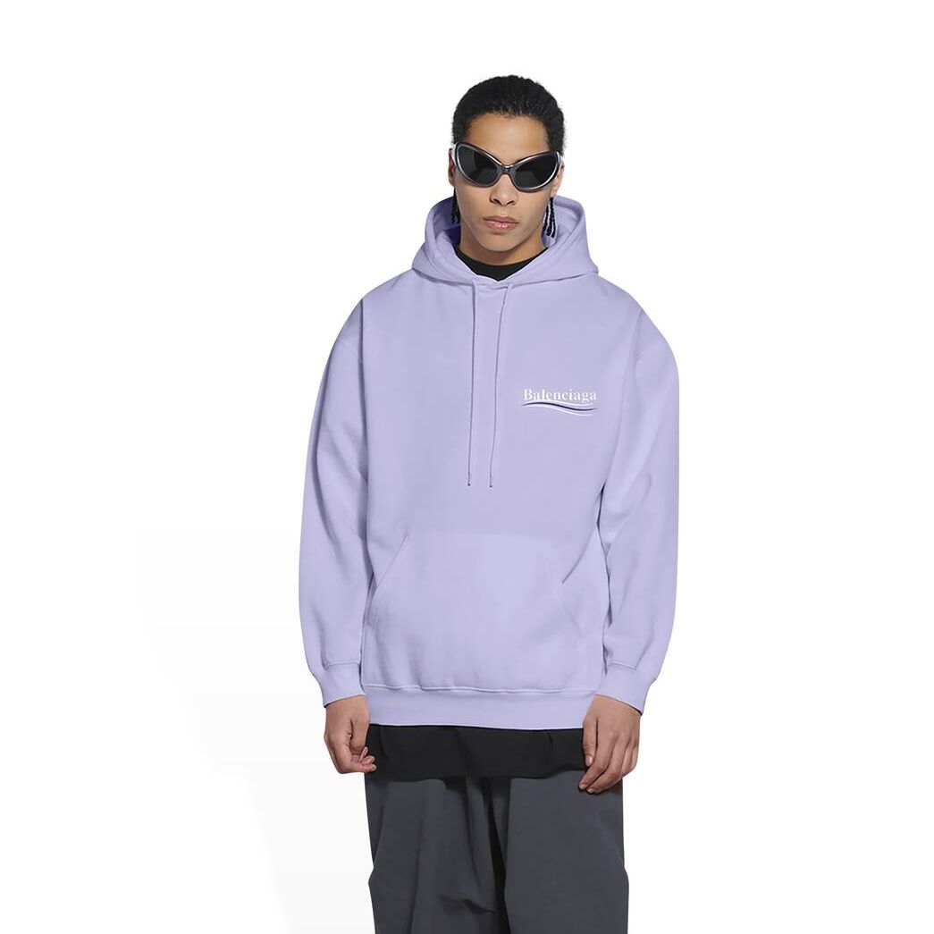 Men's Balenciaga Political Campaign Medium Fit Hoodie Purple | 2436UKEVO