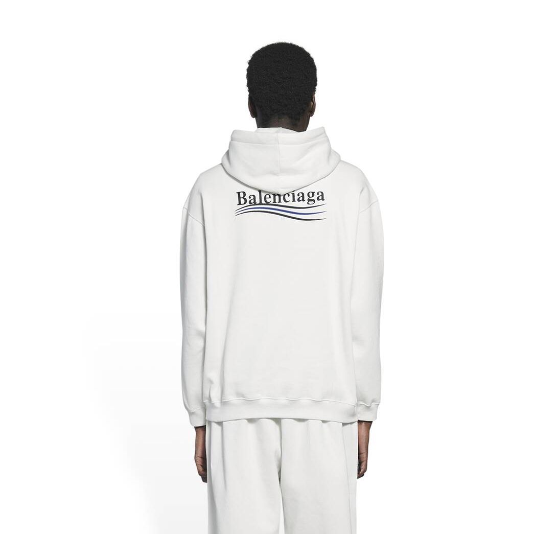 Men's Balenciaga Political Campaign Medium Fit Hoodie White | 2634UTYEV