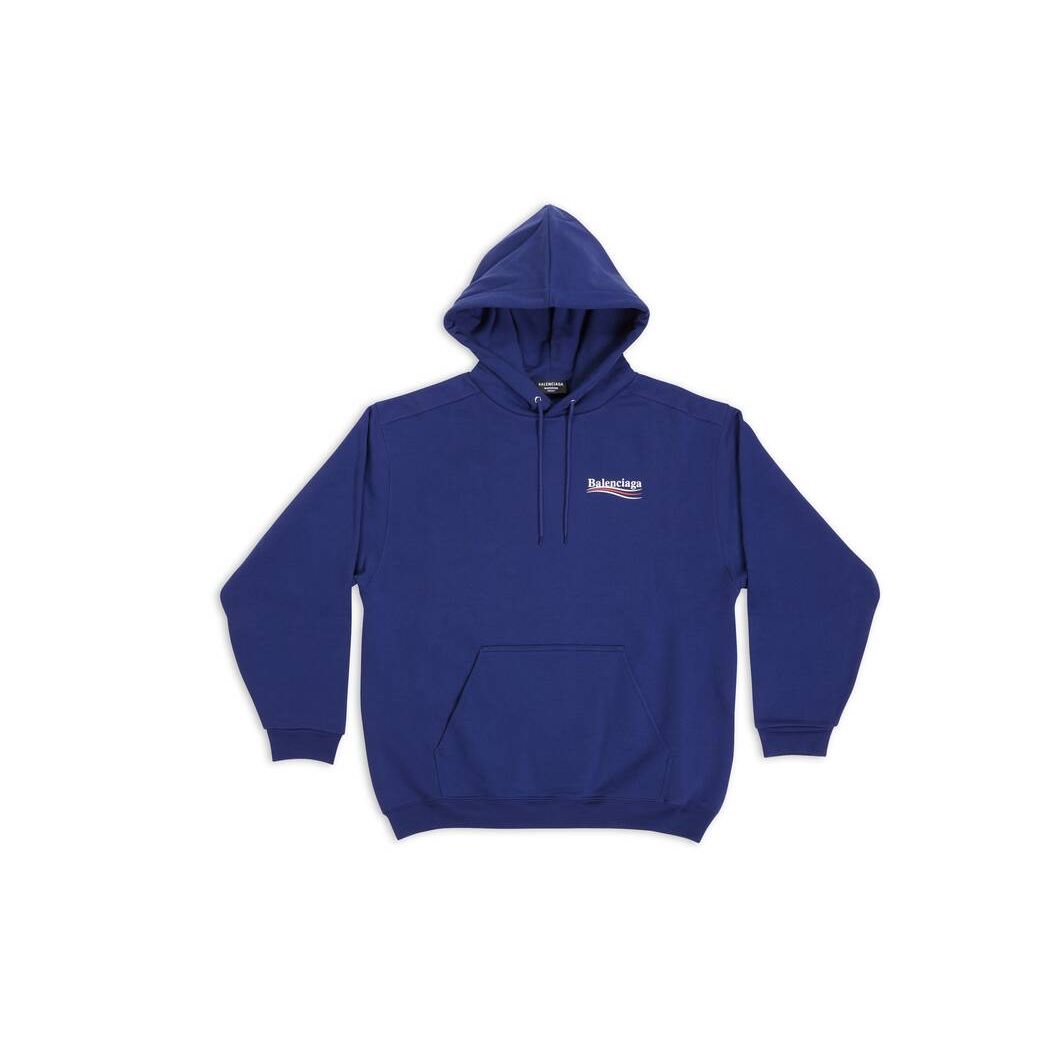 Men's Balenciaga Political Campaign Medium Fit Hoodie Blue / White | 3140JGKBS