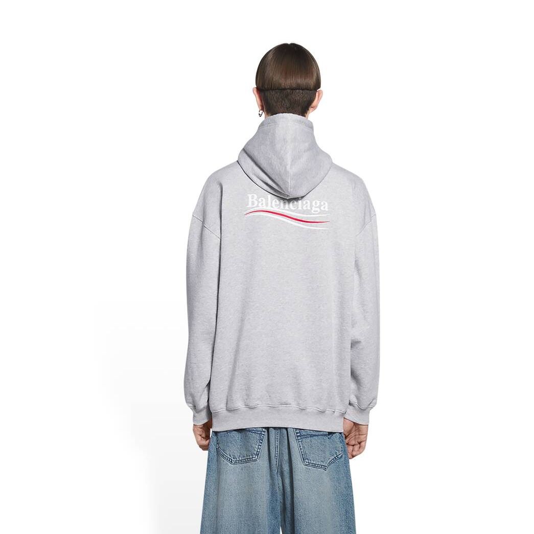 Men's Balenciaga Political Campaign Medium Fit Hoodie Grey | 5849MNXLH