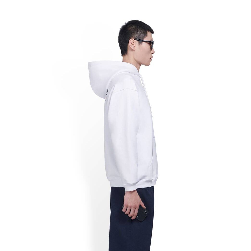 Men's Balenciaga Political Campaign Medium Fit Hoodie White | 7629KHIZN