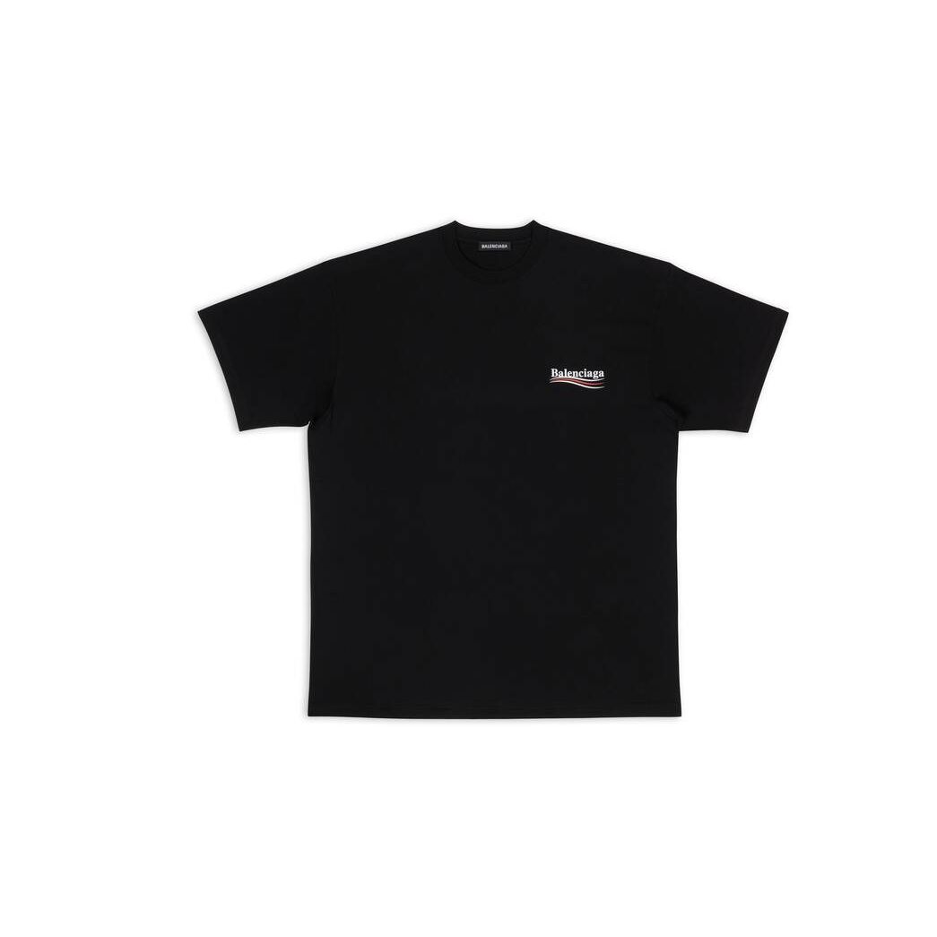 Men's Balenciaga Political Campaign Regular Fit T Shirts Black | 6248TYQCZ