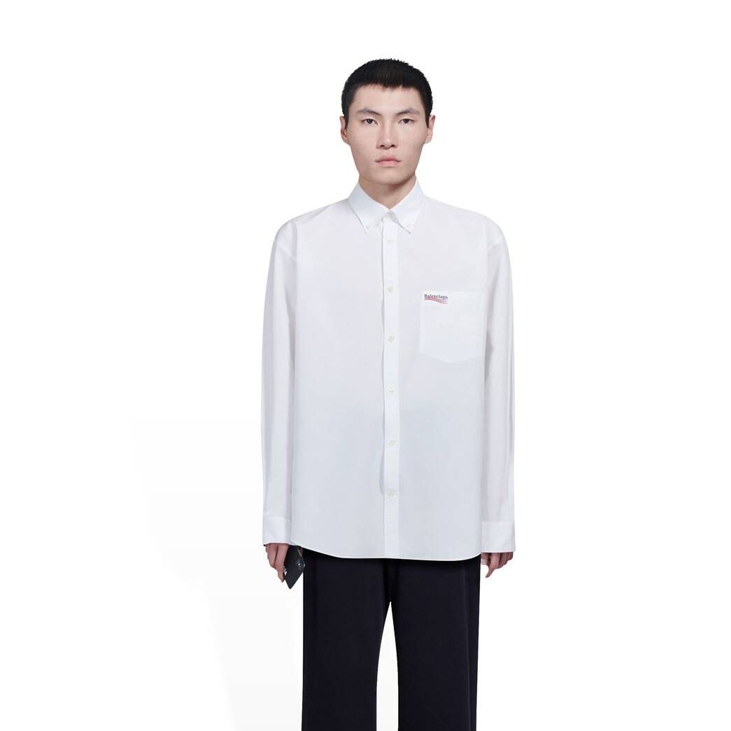 Men's Balenciaga Political Campaign Shirts White | 0726GWZAP