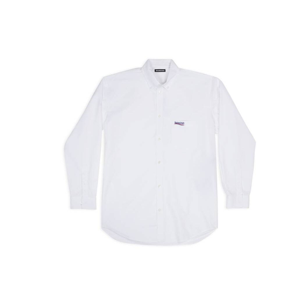 Men's Balenciaga Political Campaign Shirts White | 0726GWZAP