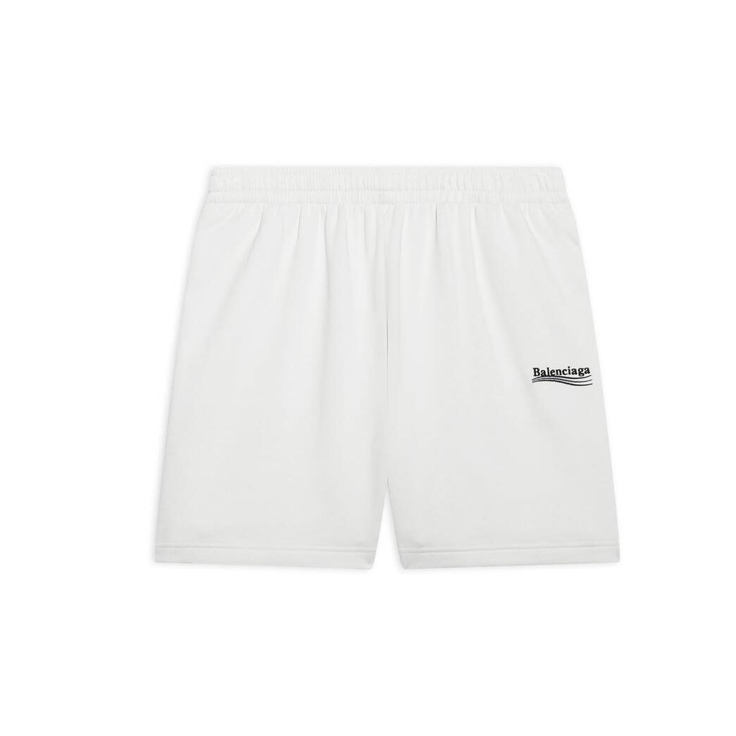 Men's Balenciaga Political Campaign Sweat Shorts Pants White | 5846PALBM