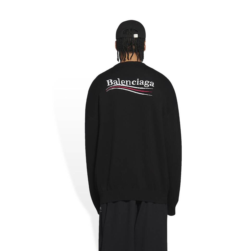 Men's Balenciaga Political Campaign Sweater Knitwear Black | 6179KGZUV