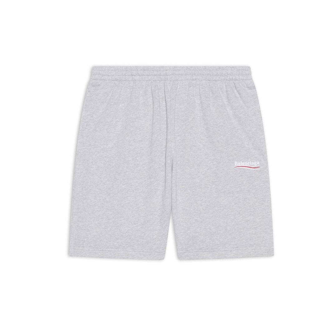 Men's Balenciaga Political Campaign Sweat Shorts Pants Grey | 7013VLNKD