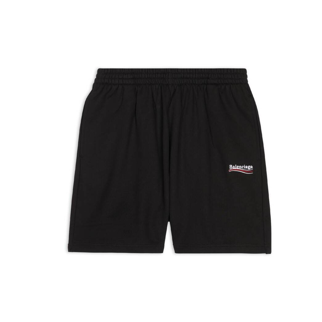 Men\'s Balenciaga Political Campaign Sweat Shorts Pants Black | 9628UCQEG