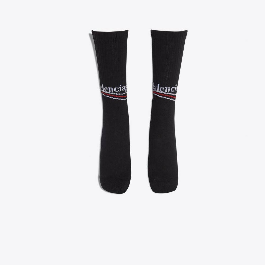 Men's Balenciaga Political Campaign Tennis Socks Black | 1650DNKIS