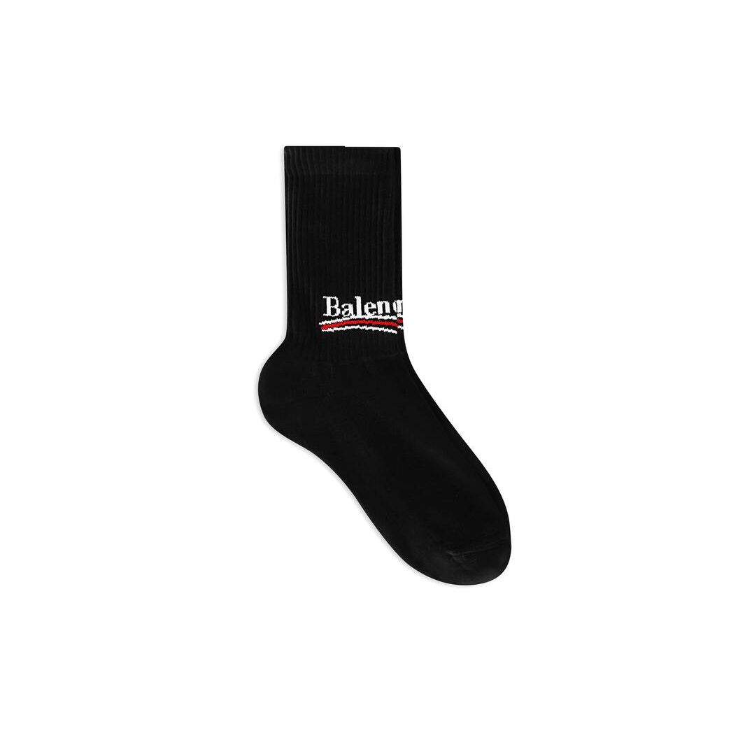 Men\'s Balenciaga Political Campaign Tennis Socks Black | 1650DNKIS