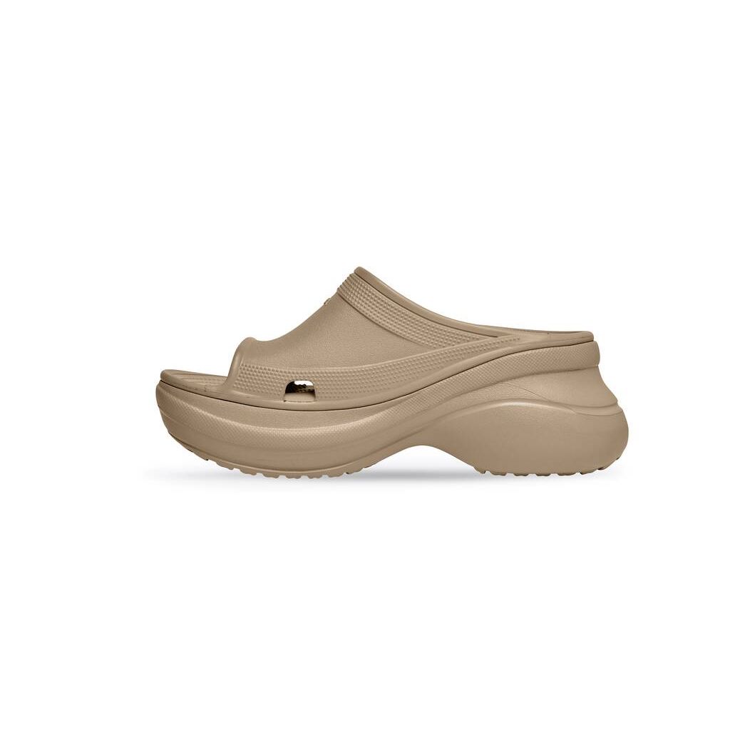 Men's Balenciaga Pool Crocs Slide Sandals Beige | 1735LGDKY