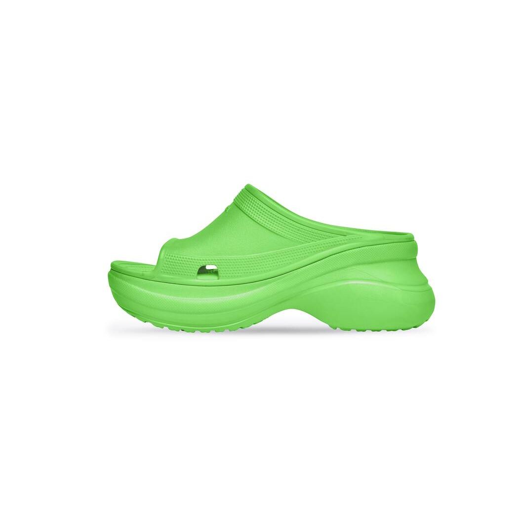 Men's Balenciaga Pool Crocs Slide Sandals Green | 7923ITXNQ