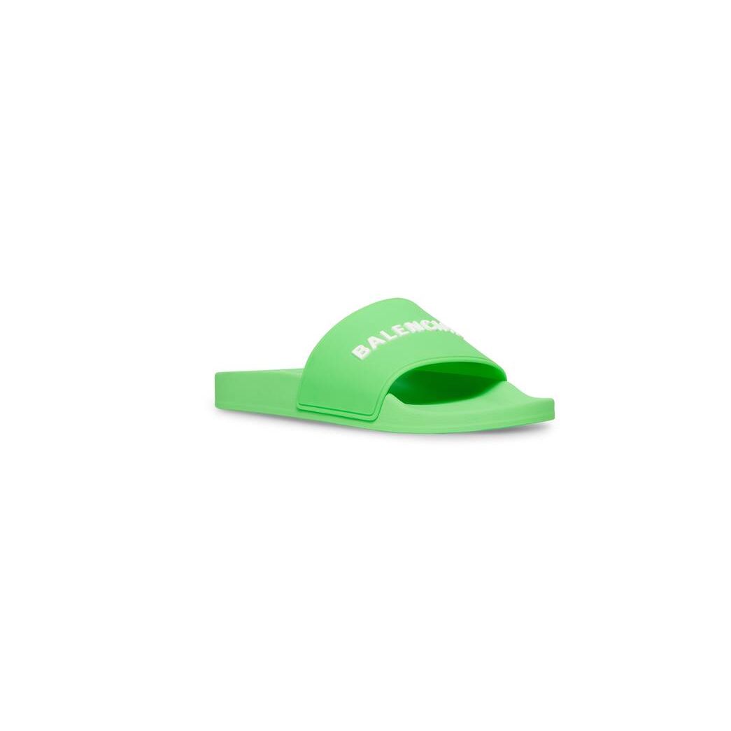 Men's Balenciaga Pool Slide Sandals Green | 4379XMLTZ