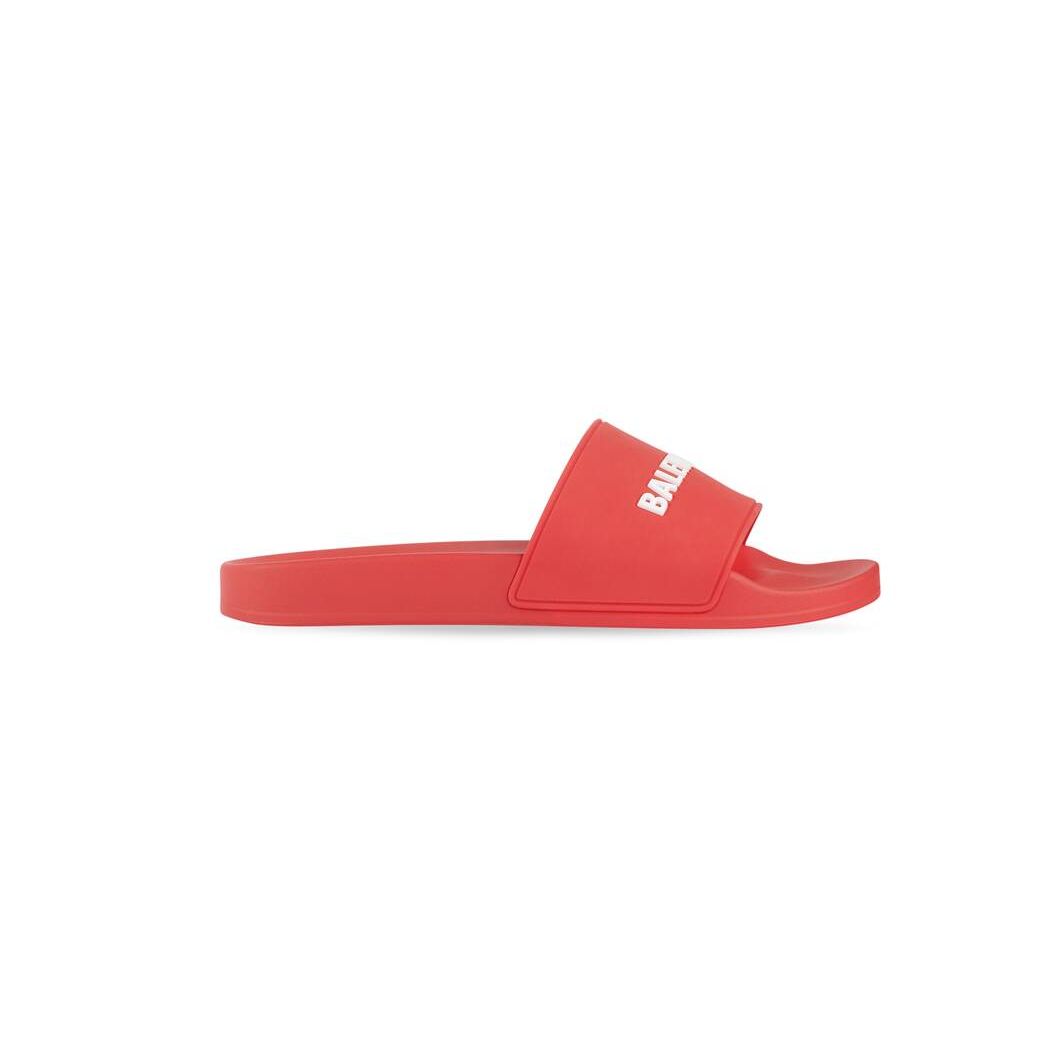 Men\'s Balenciaga Pool Slide Sandals Red | 0875LRIEX