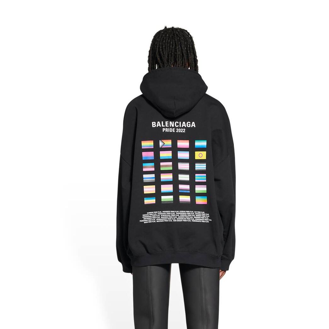 Men's Balenciaga Pride 22 Boxy Fit Hoodie Black | 3120RNZDK