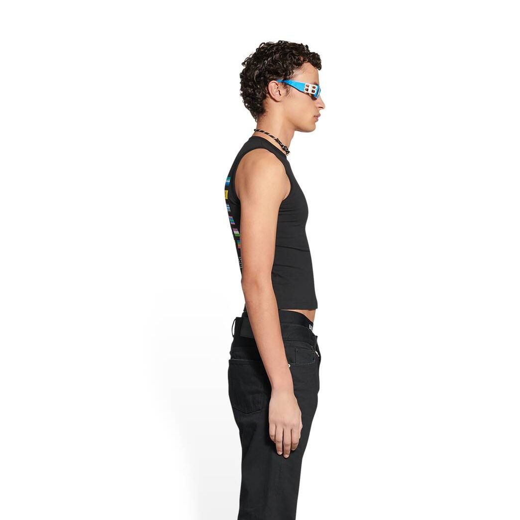 Men's Balenciaga Pride 22 Fitted Tank Top Shirts Black | 2975XBEJA