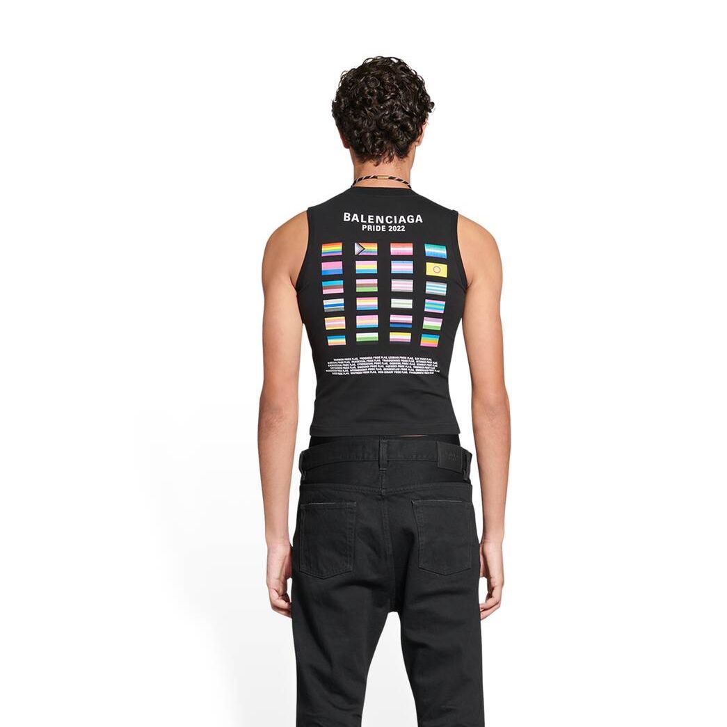 Men's Balenciaga Pride 22 Fitted Tank Top Shirts Black | 2975XBEJA