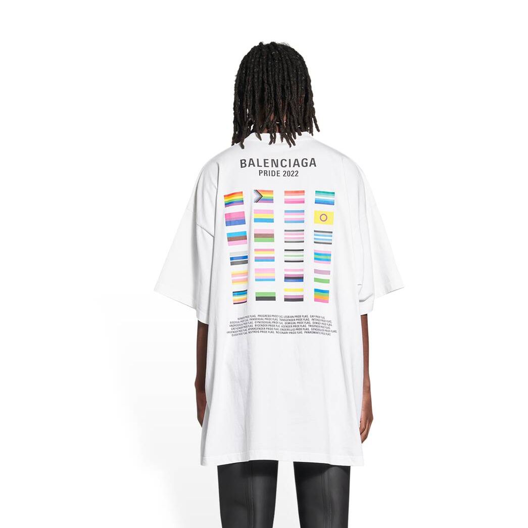 Men's Balenciaga Pride 22 T Shirts White | 6859SJQBD