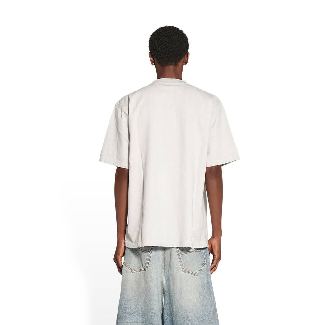 Men's Balenciaga Property Large Fit Off T Shirts White | 6934NBGZA