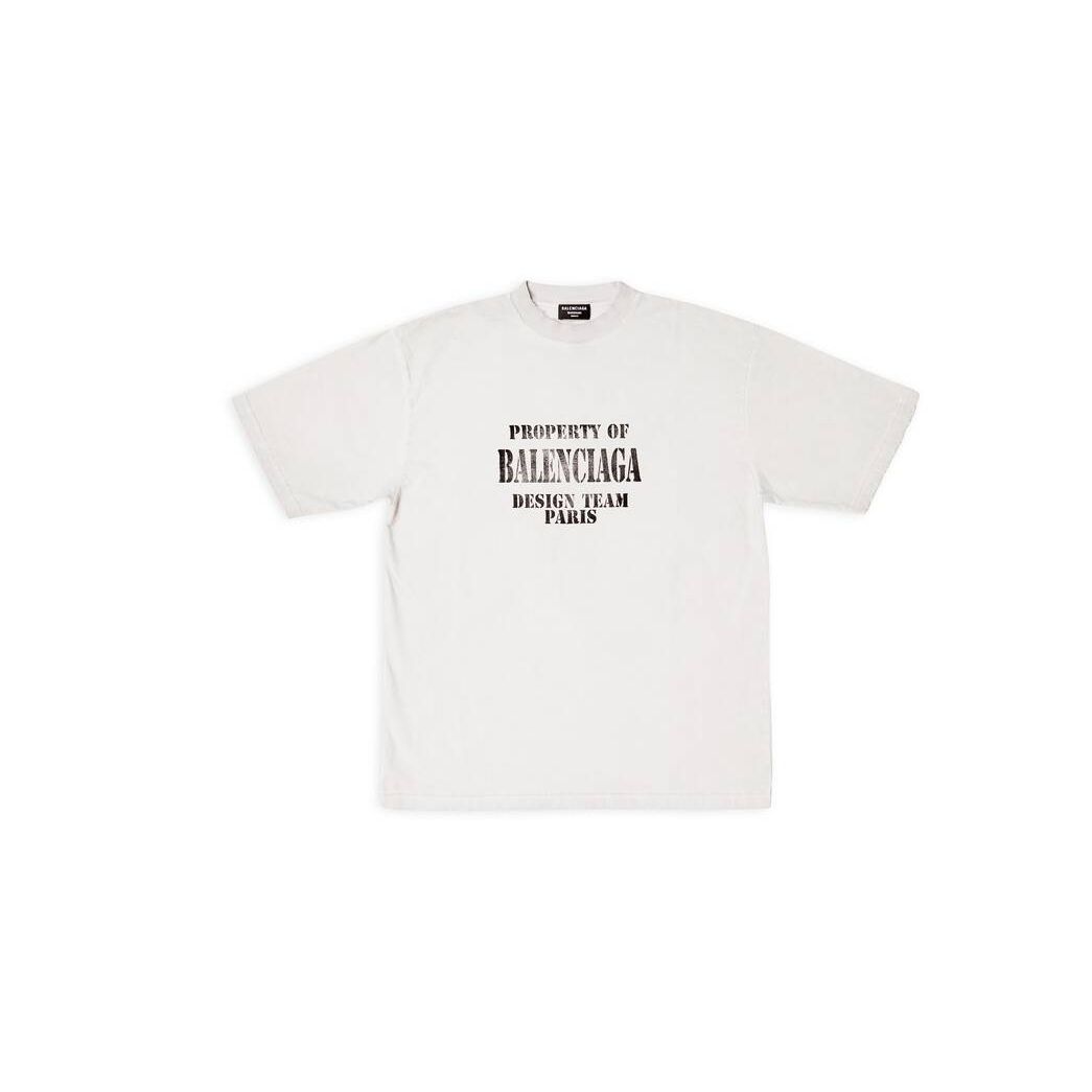 Men's Balenciaga Property Large Fit Off T Shirts White | 6934NBGZA