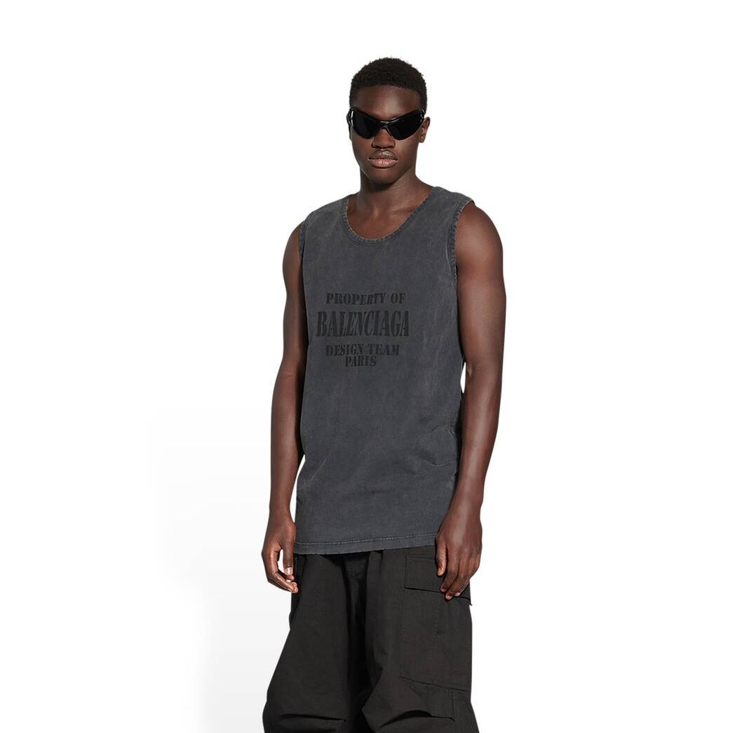 Men's Balenciaga Property Loose Tank Top Shirts Black | 0768QCXIL