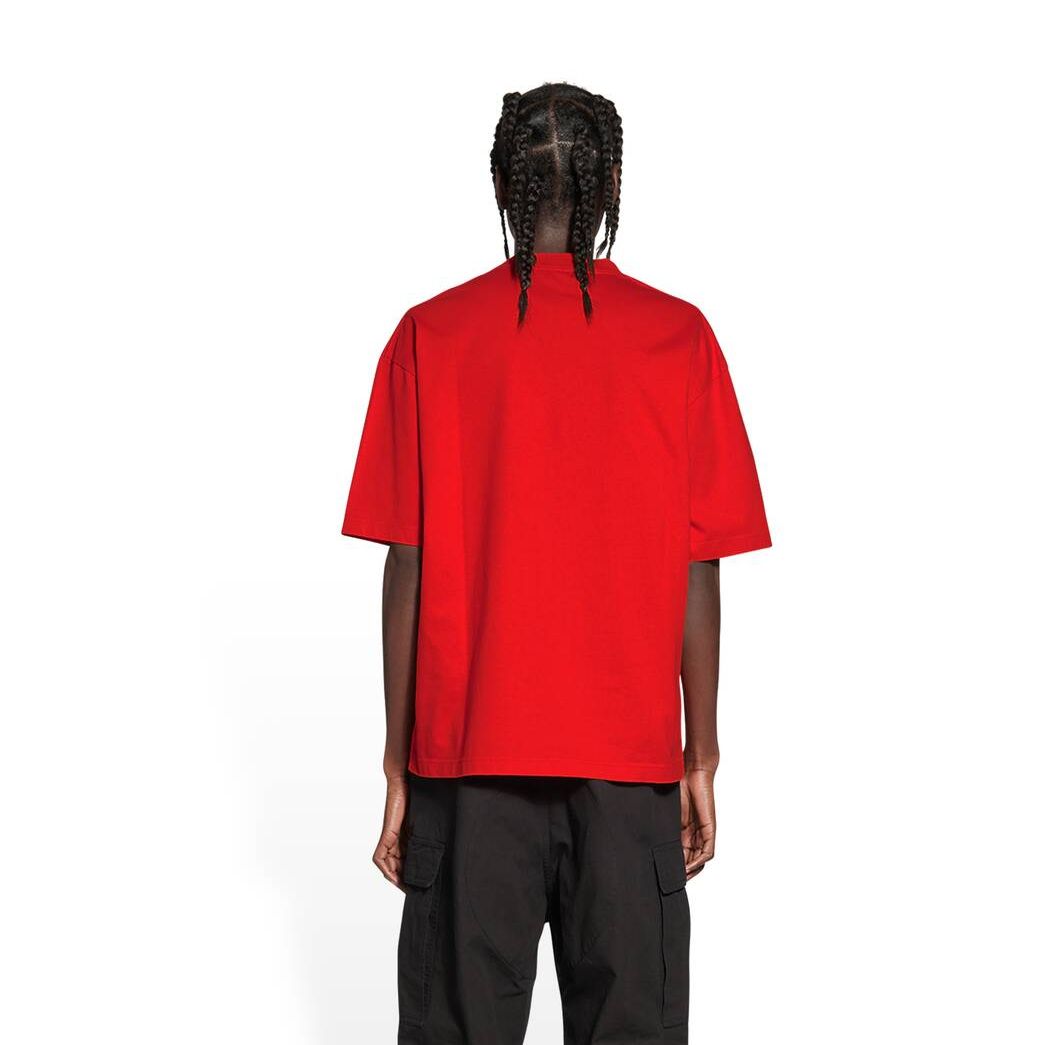 Men's Balenciaga Qixi Crest Medium Fit T Shirts Red | 8741DKTBU