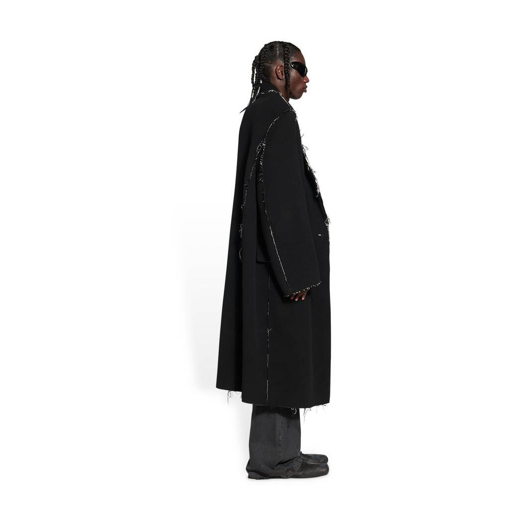 Men's Balenciaga Raw Edge Coat Jackets Black | 3179JIGUP